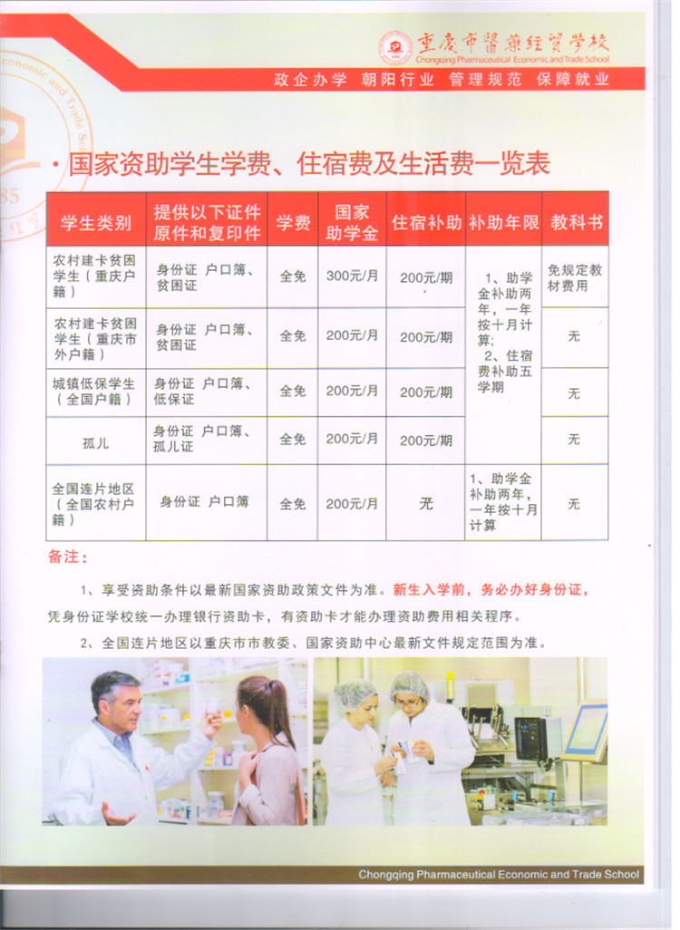 重庆市医药经贸学校招生简章、学校2019年招生计划